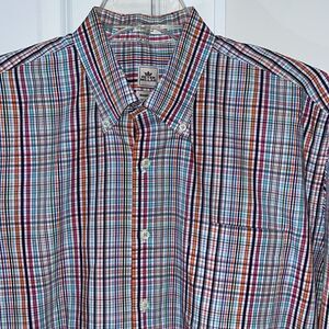 Seaside finish Peter Millar Rainbow multicolor check plaid men’s work shirt XL